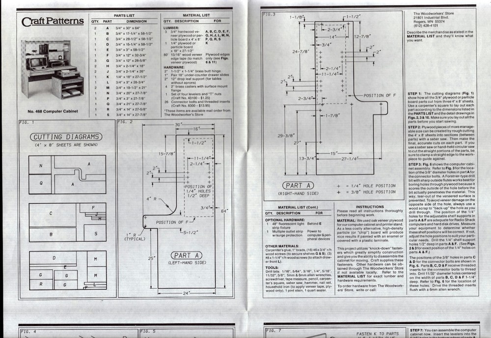 Craft Patterns #468 Computer Cabinet Desk Neely Hall Woodworking Plans