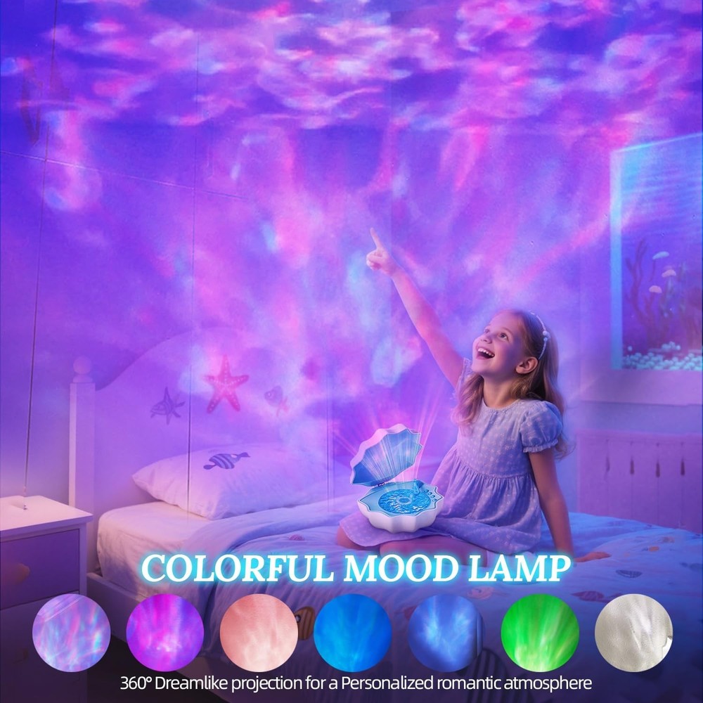 Ocean Wave Projector Light, Shell Night Light Built-in Bluetooth Sp... Fast Ship