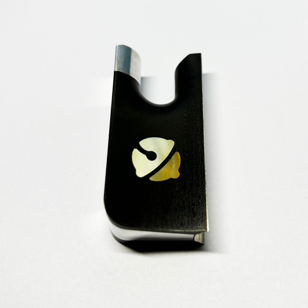 4/4 Cello Bow Ebony Frog Abalone Inlaid Silver Fitting Frog Button
