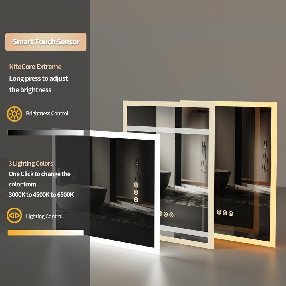 Wisfor 16 W x 20 H Large Rectangular Frameless 3000-6000K Dimmable Mirror