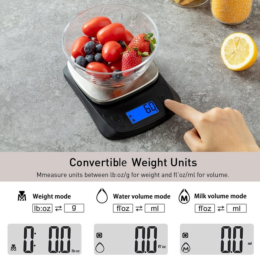 Compact Stainless Steel Kitchen Scale - Accurate Tare Function, Auto Shut-Off