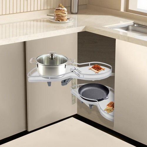 2 Tier Swing Tray Left Blind Corner Kitchen Cabinet Pull Out Kitchen Organizer