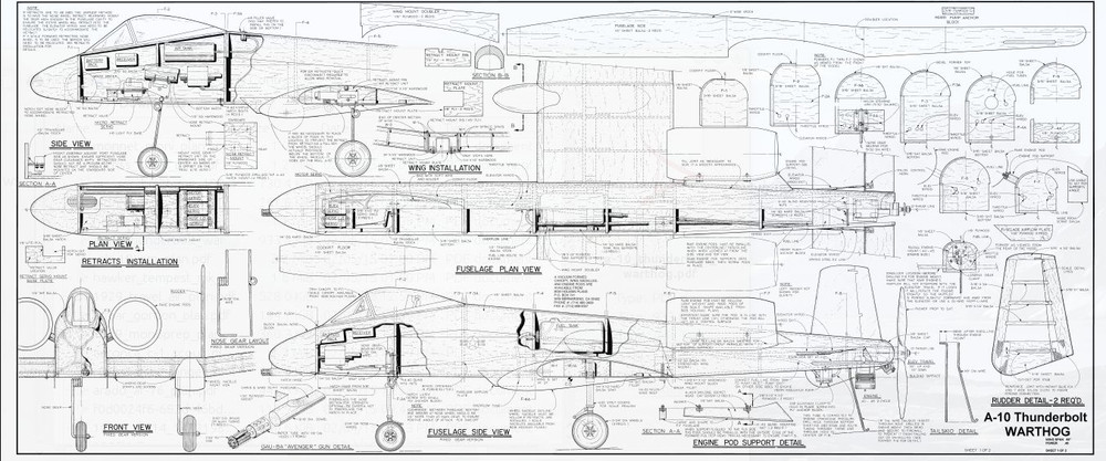 A-10 Thunderbolt "WART HOG" 56 inch Scale RC Model AIrplane Printed Plans