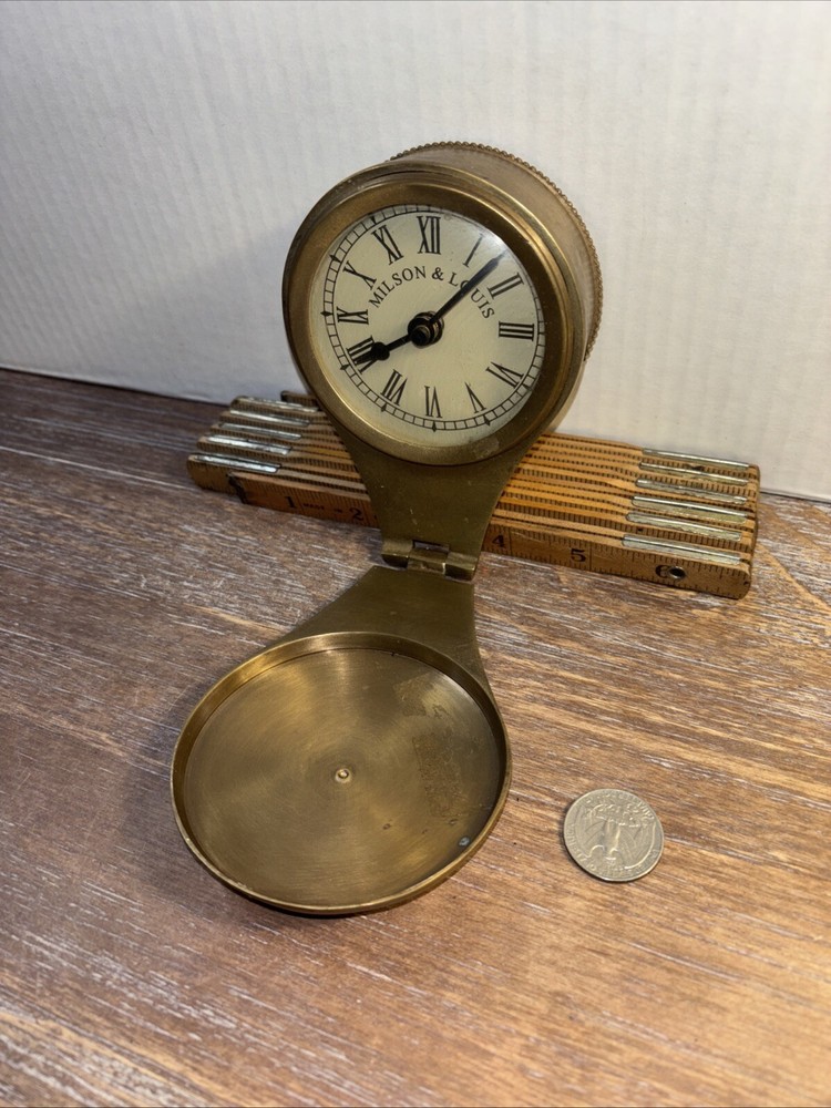 Brass Flip Open Milson & Louis Clock Nice Patina