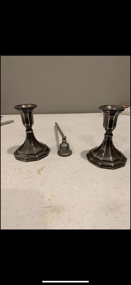 Sheffield Silverplate Candle Holders W/ Snuffer
