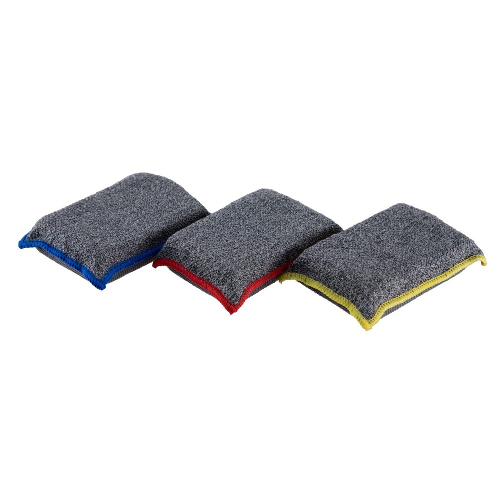 Superio Miracle Microfiber Sponge for Kitchen Onyx Grey 12 pc with colored edge