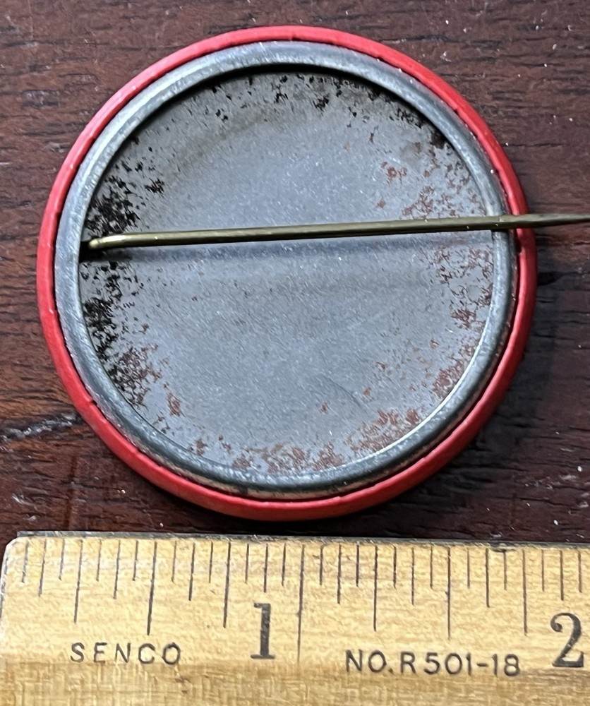 RED & WHITE, Vintage Pinback Button, 1 3/4 in dia