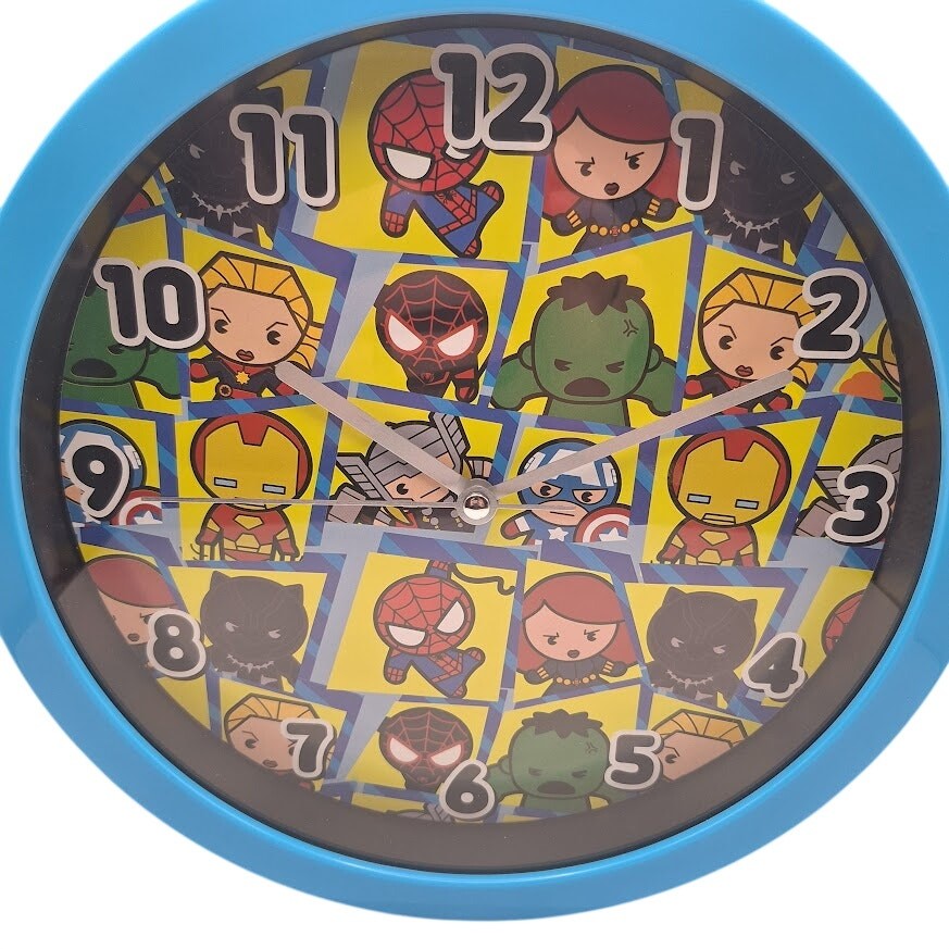 Marvel 10 Inch Wall Clock Chibi Cartoon Collage All Characters Fun Decor