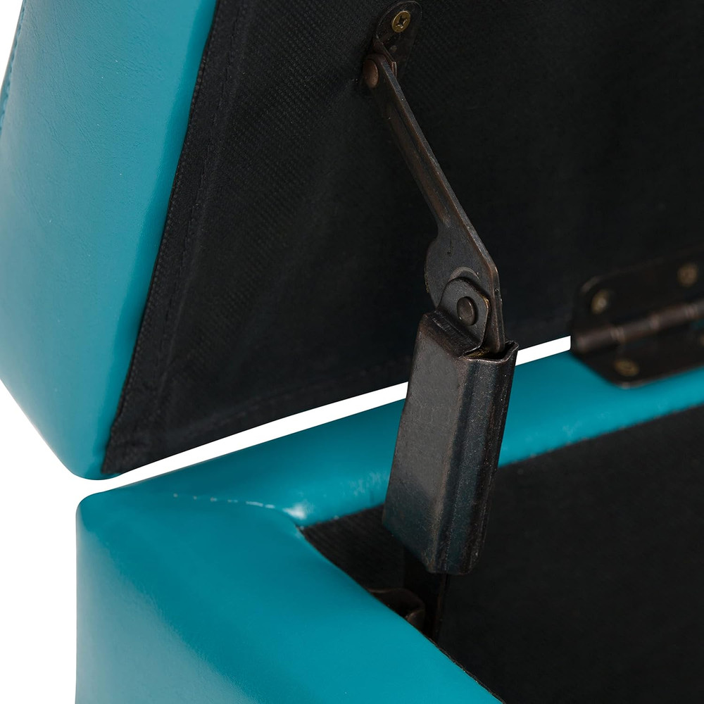 Hamilton 48" Transitional Rectangle Ottoman in Mediterranean Blue Faux Leather