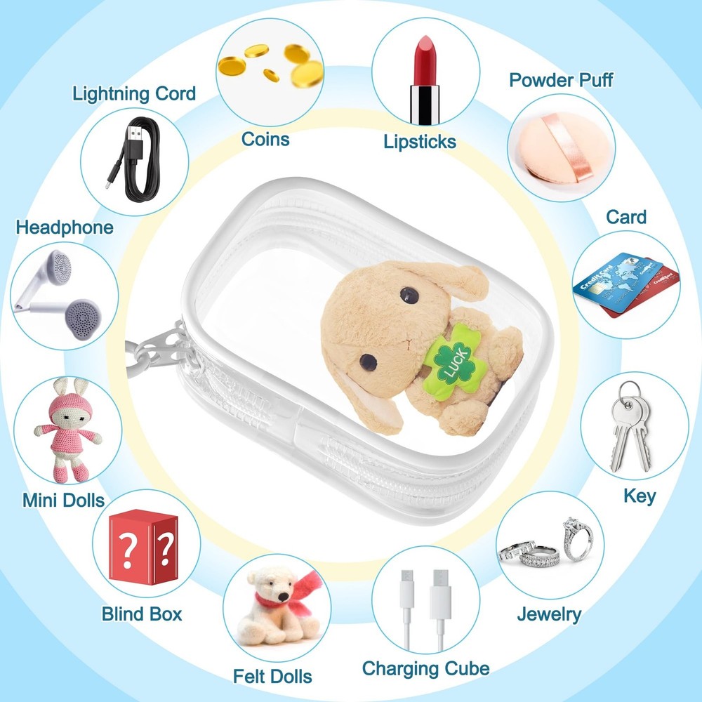 4Pcs Clear Figure Display Bag with Keychain, Dustproof Small Display Case for...