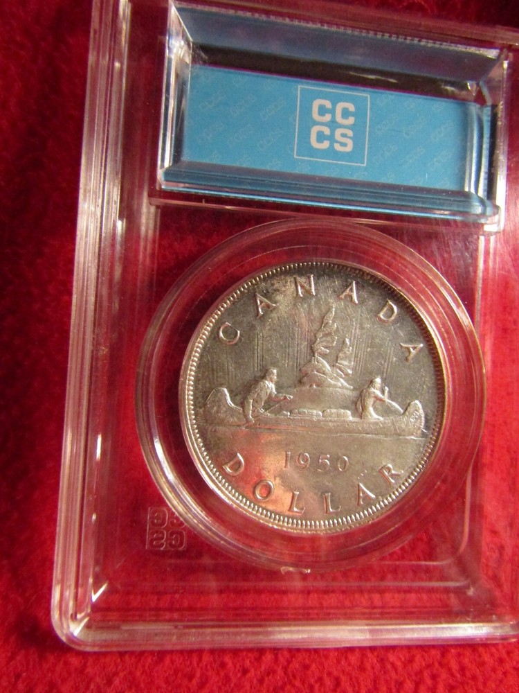 1950 CANADA SILVER DOLLAR..." ARNPRIOR ".. CCCS CERTIFIED MINT STATE 62