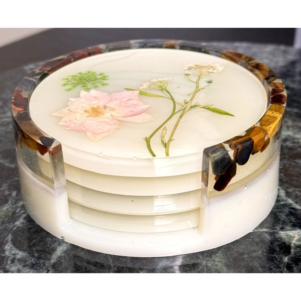 Flower Coaster Set (Set Includes 4 Coasters & Holder)