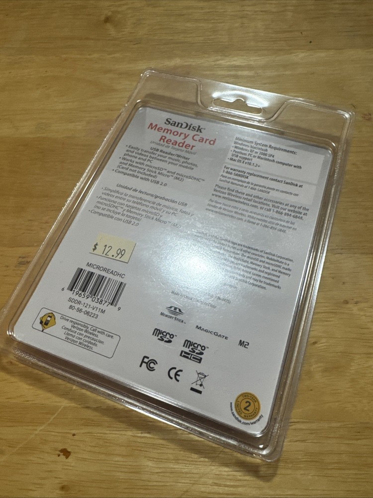 NEW Verizon Universal SanDisk Mobile Mate Micro Memory Card Reader 619659038779