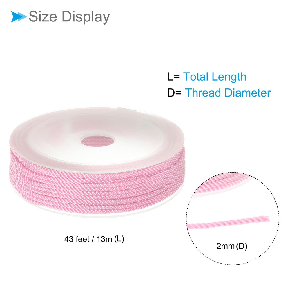 2pcs Nylon Thread 2mm 13m String for DIY Craft Pink