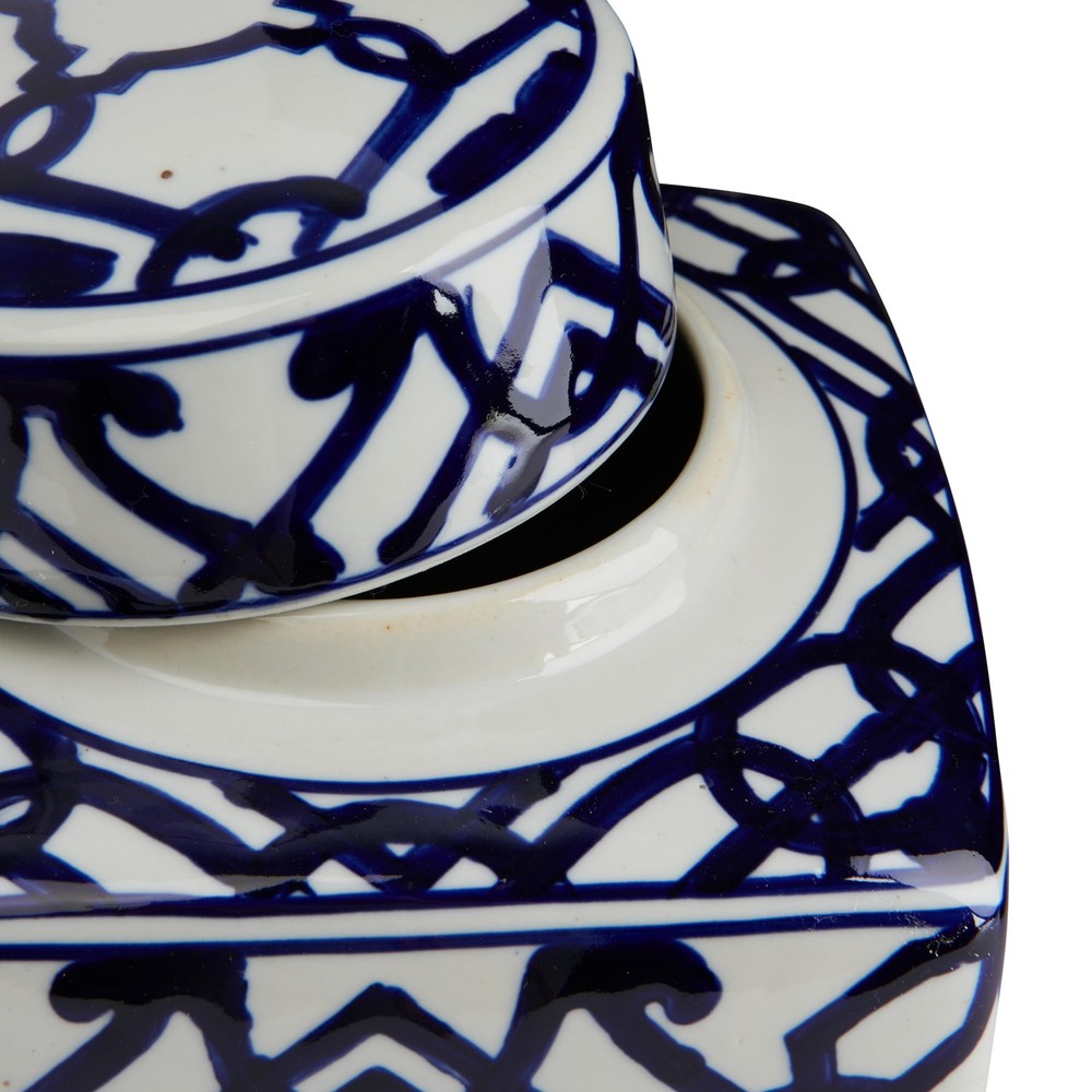 Blue & White Ceramic Ginger Jar with Lid
