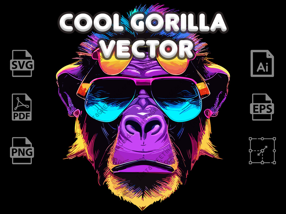 Cool Gorilla Vector | Gorilla vector | Abstract svg | Gorilla svg | Gorilla