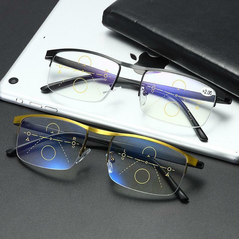 Anti blue transition reading glasses multifocal progressive Auto Focus