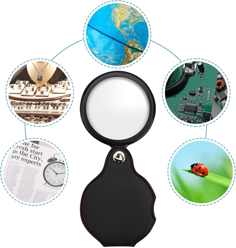 5 Pack Mini Pocket Magnifier, 10X Magnification, Foldable, 2.16 Inch