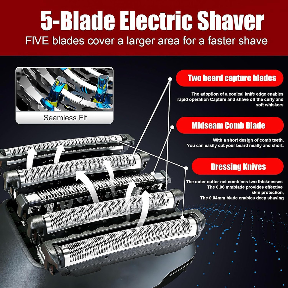 1Pack Replacement Blades and Foil Compatible with Panasonic ARC5 5-Blade Shavers