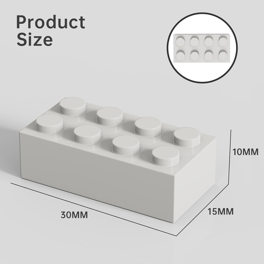 500 Piece Bulk 2x4 Building Bricks, with Lego, Flat White Bricks