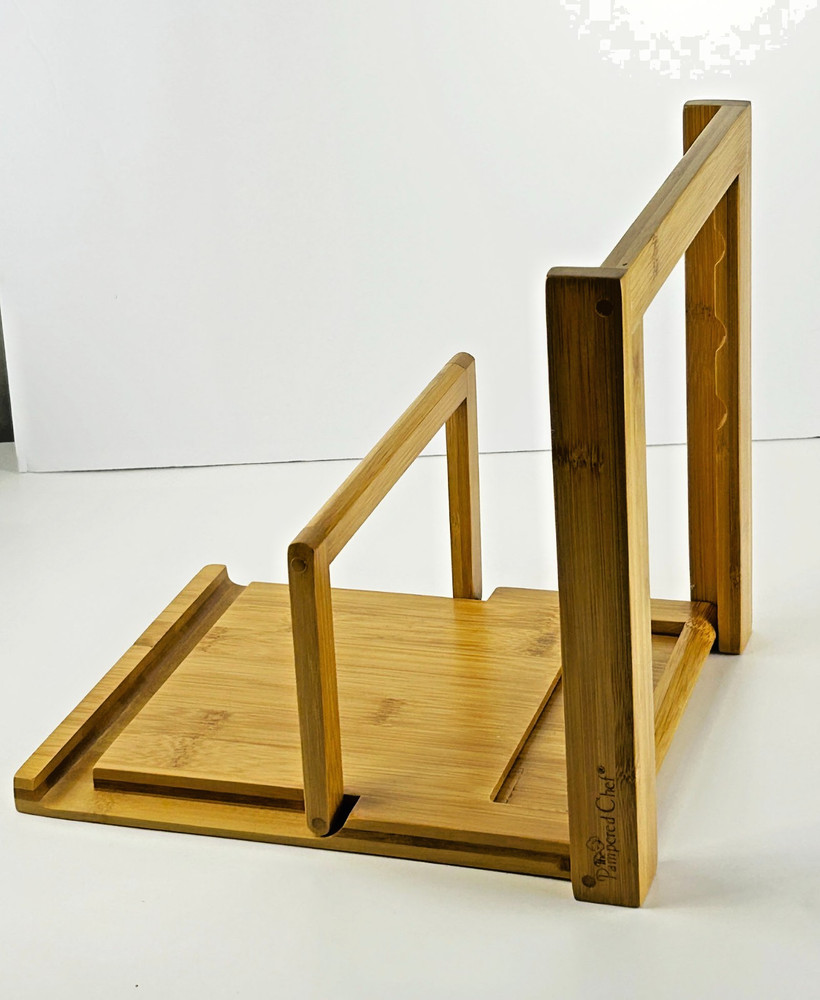 Pampered Chef Bamboo Cookbook Tablet Stand Holder Display with box