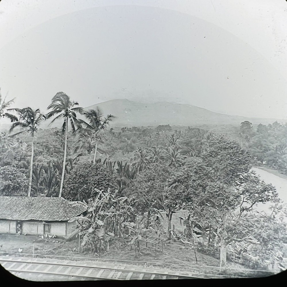 Vtg Magic Lantern Glass Slide Photo Malaysia Java View From Hotel Bellevue