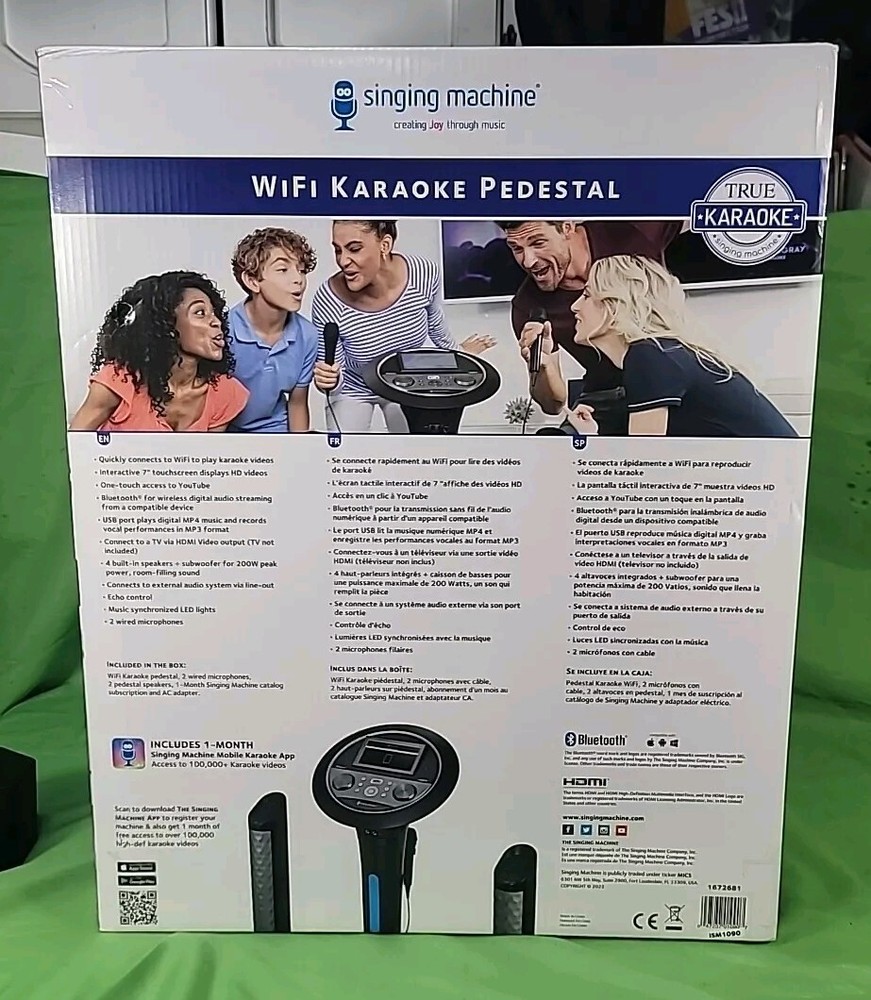 Premium Wi-Fi Karaoke System 7'' Touchscreen Singing Machine - Two Mics Complete