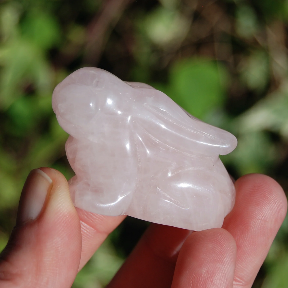 2in Rose Quartz Carved Crystal Rabbit