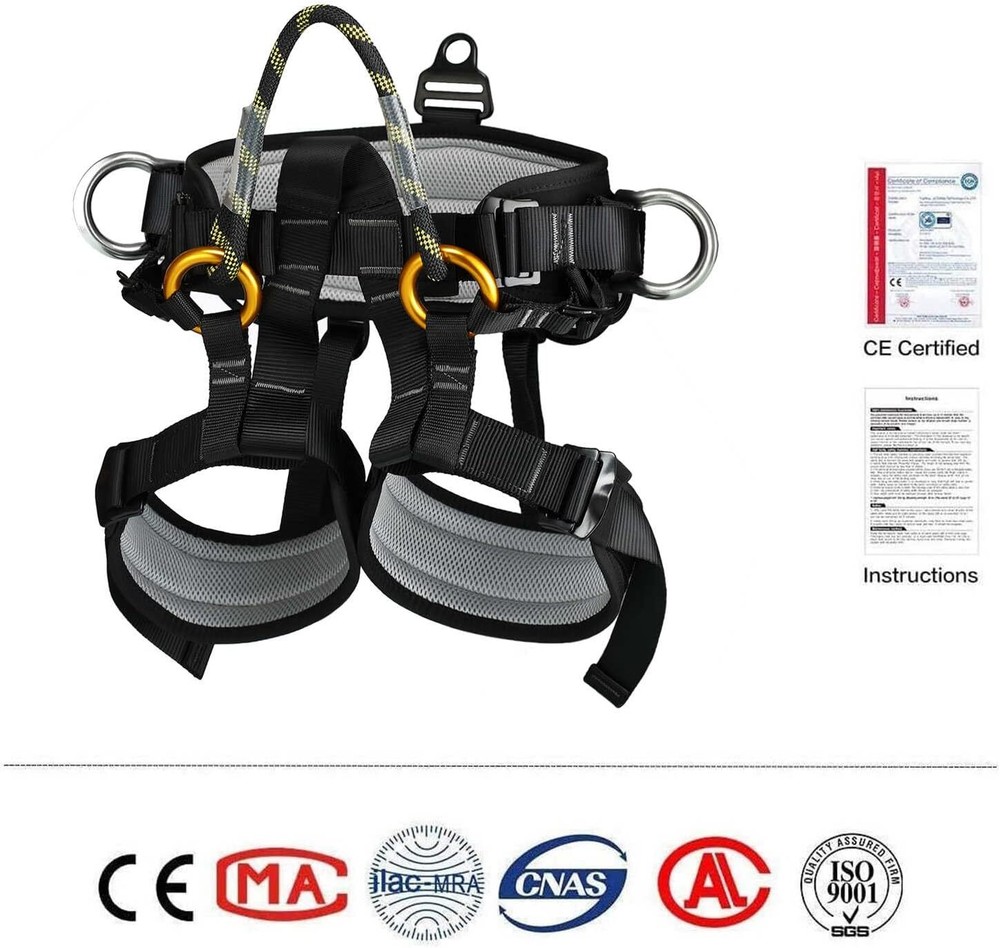 Rock Climbing Harness, Thickened Professional Large Harness for Tree Climbing