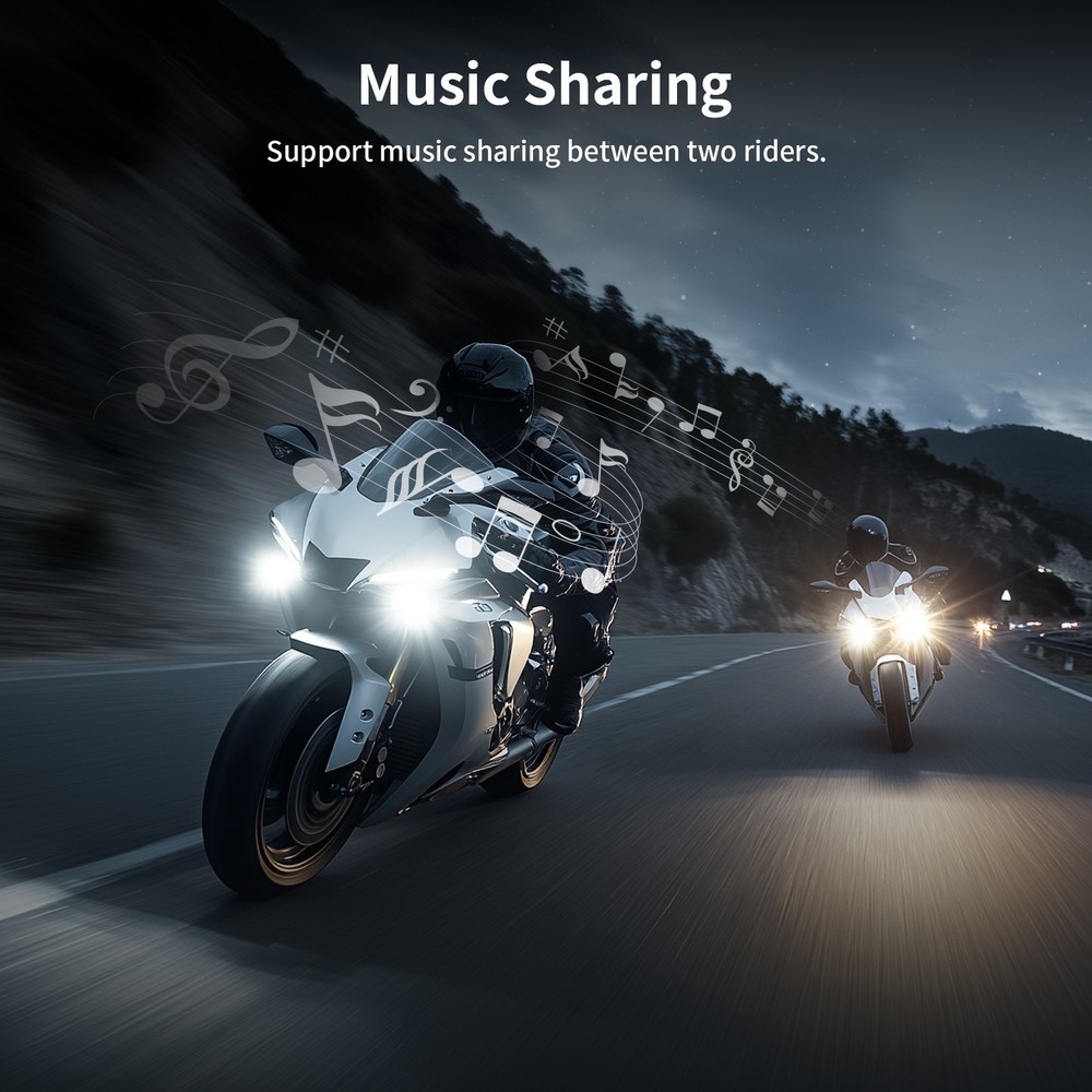 T6 Bluetooth Motorcycle Helmet Intercom 1000m 2-Way Live Headset Intercom