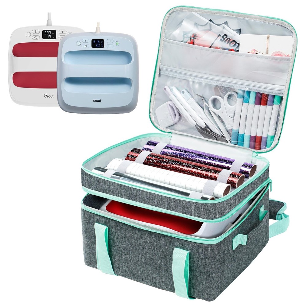 Double-Layer Carrying Case Compatible with Crcut EasyPress 2(9X9), Sturdy Hea...