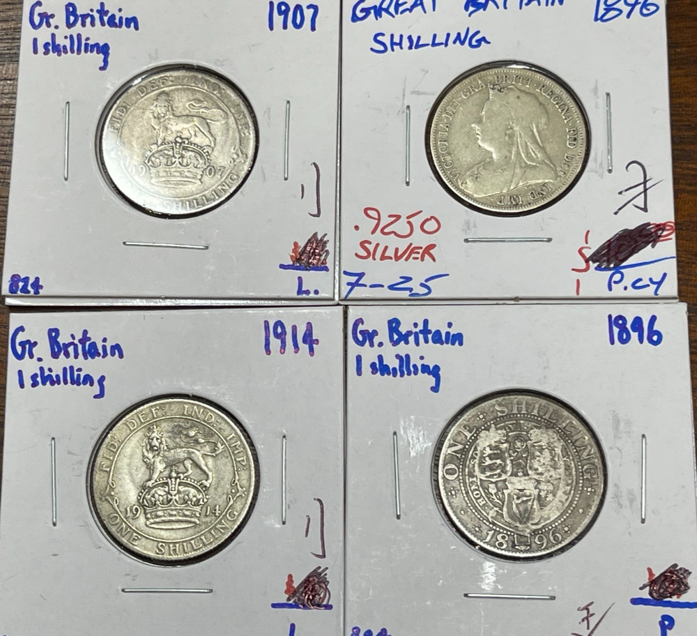 Early Great Britain 4 Silver Coins Lot
