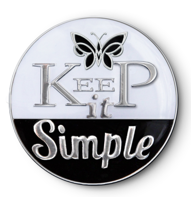 "Keep It Simple" AA/NA/12 Step Recovery Program  Blk & Wht Enamel Medallion/Coin