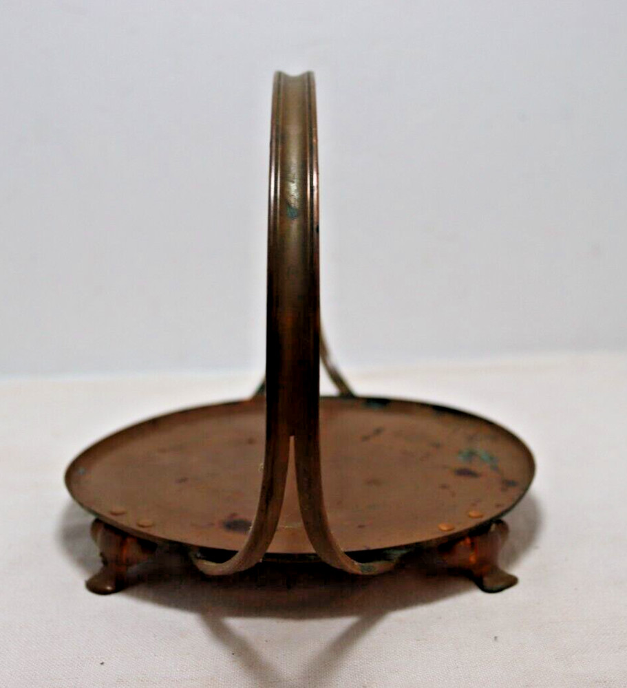 Antique Copper Casserole Carrier Solid Copper Base 7" Diameter Handle 7" High