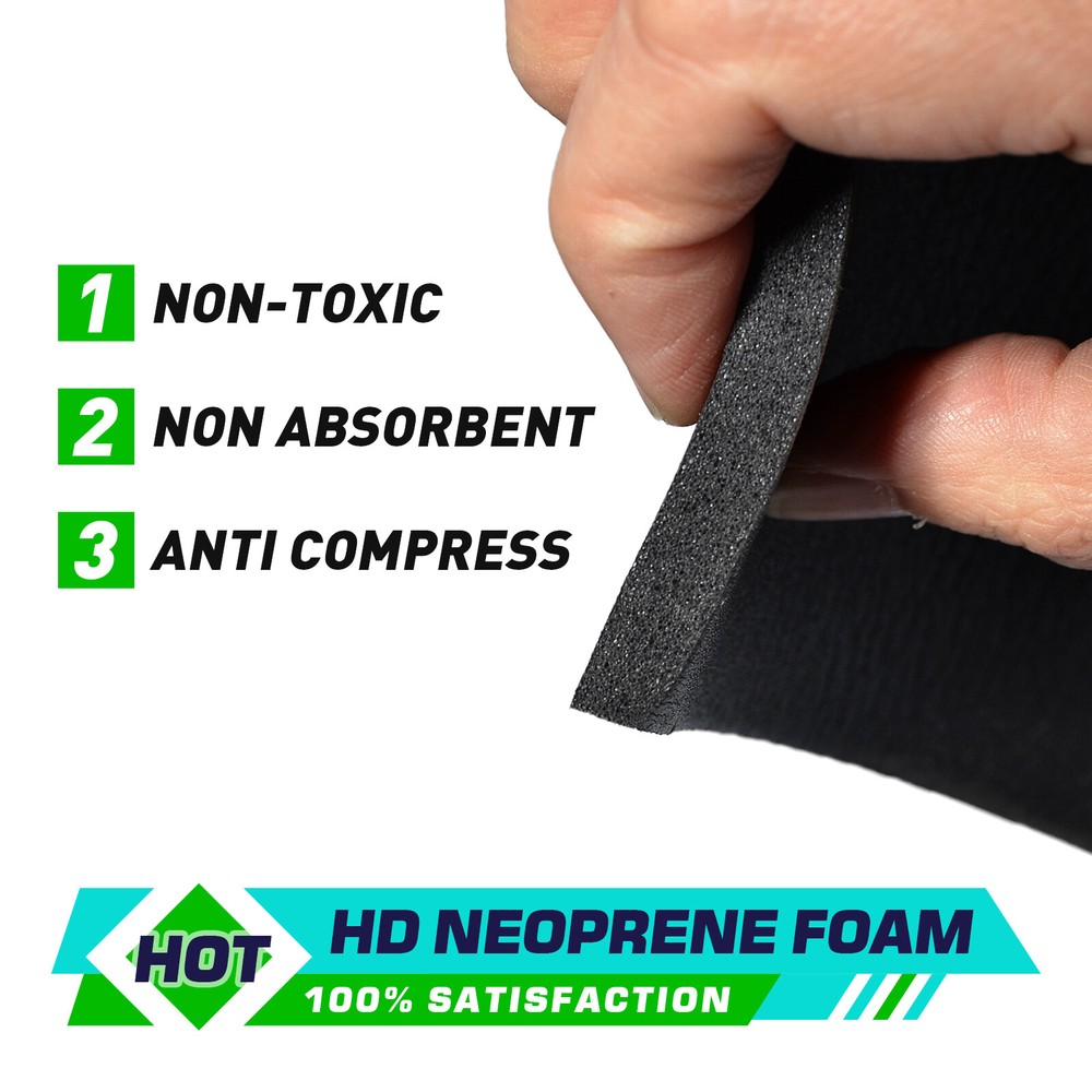 4pcs 12"x8.2" Black Self Adhesive Rubber Padding Neoprene Sponge Rubber Padding