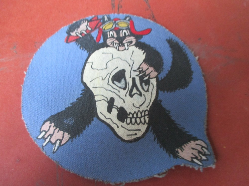 WWII USN VB-20 BOMBING TWENTY CAT AND SKULL FLIGHT JACKET  PATCH