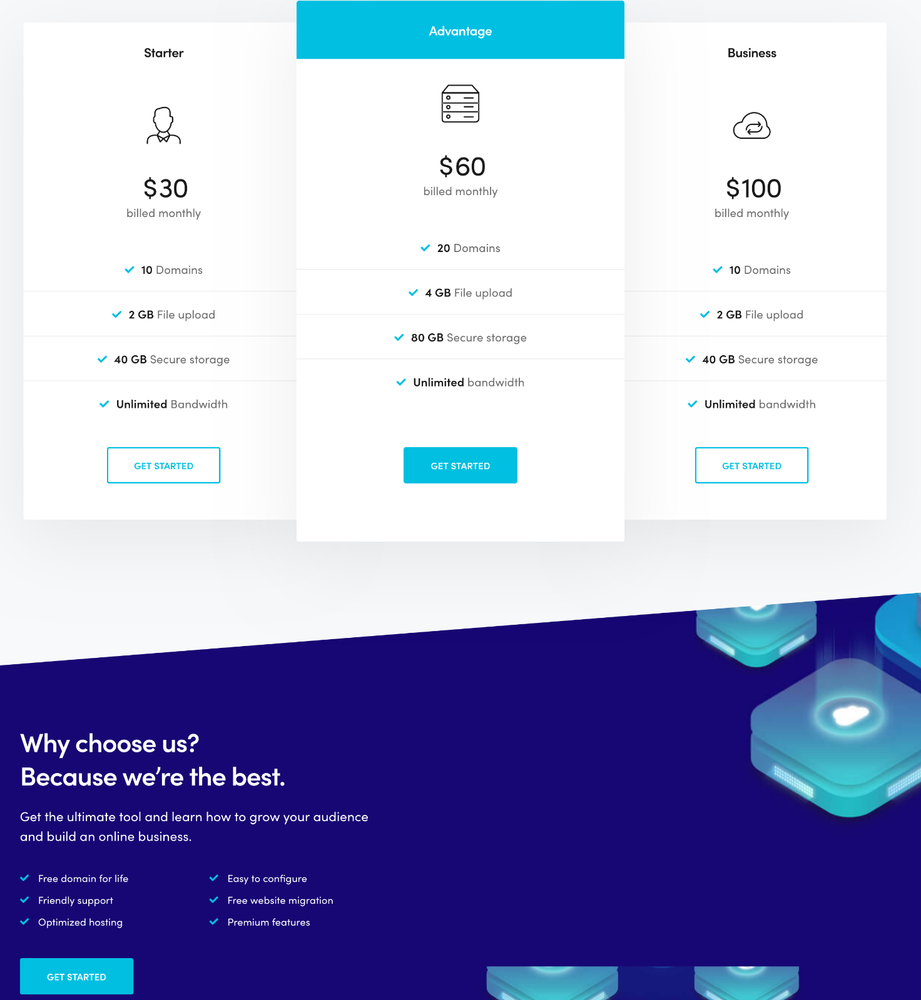 Hosting Service Website Design with Free VPS Web Hosting and Installation