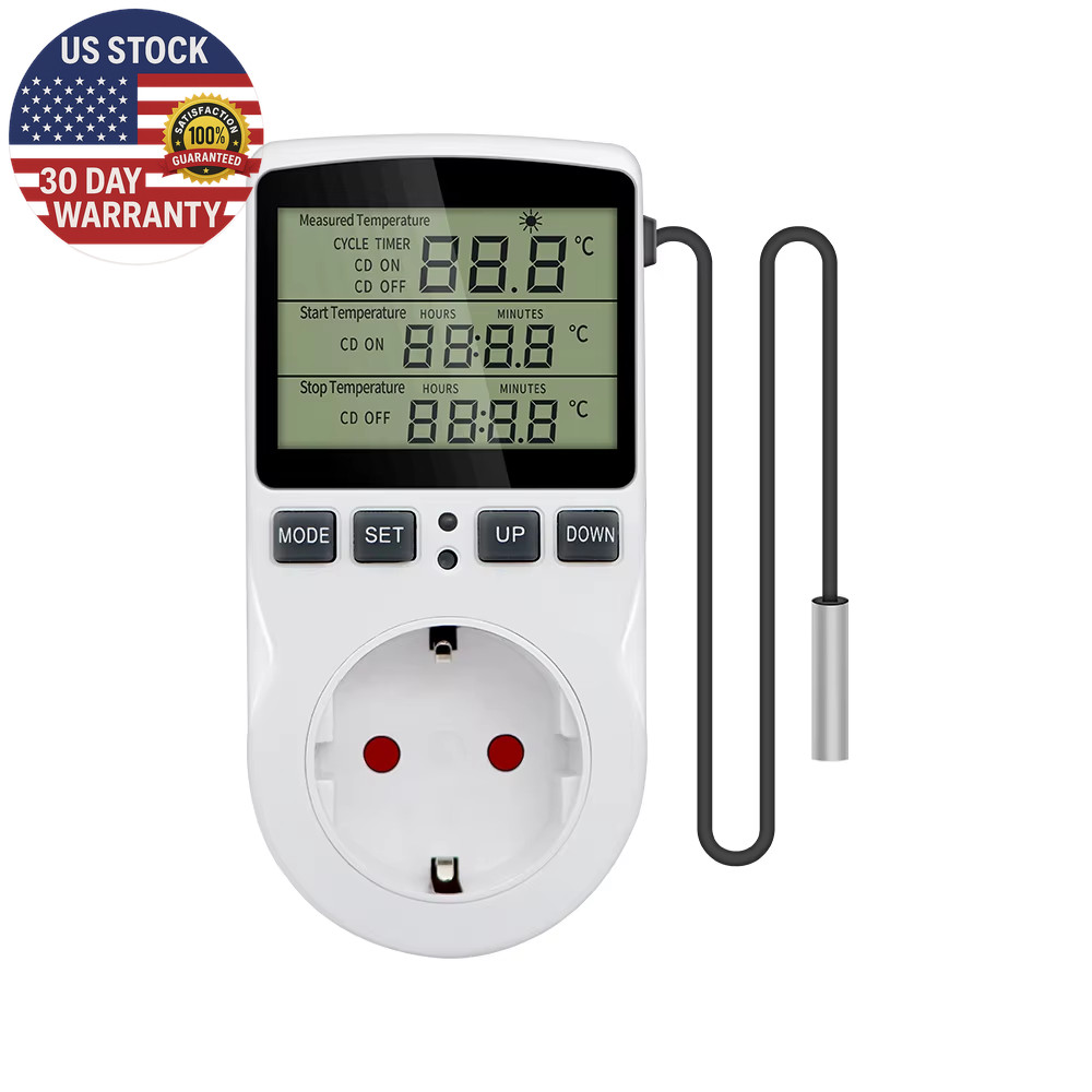 Timer Socket Digital Thermostat 220V Temperature Controller Socket Outlet with T