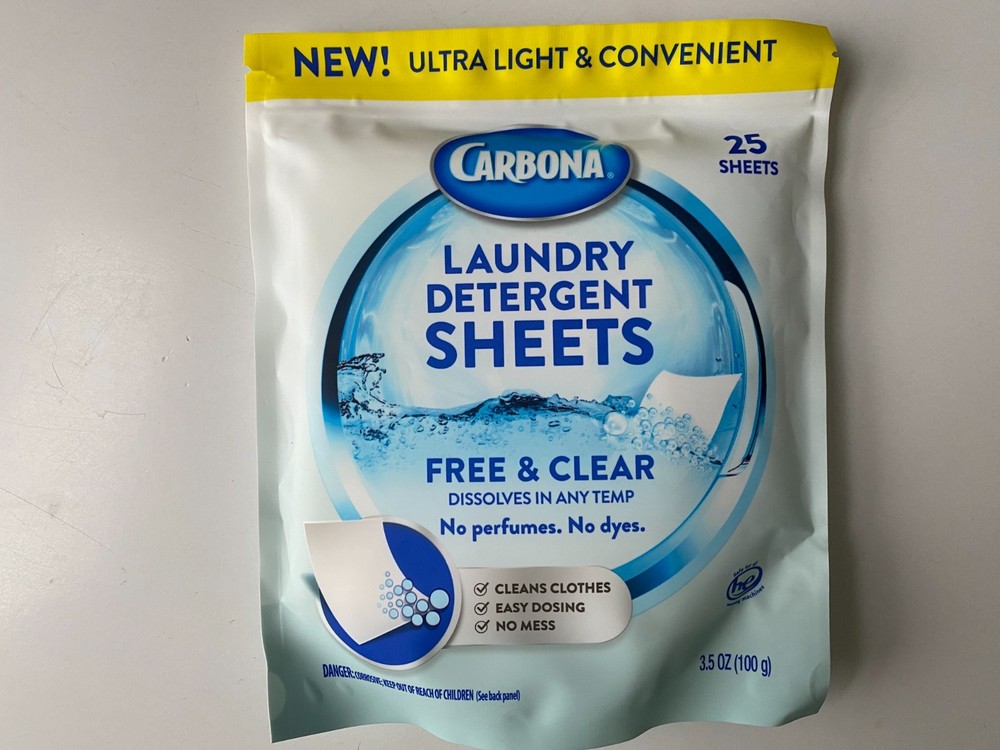 Carbona Laundry Detergent Sheets - Free and Clear, 2 Pack - 50 Sheets Total