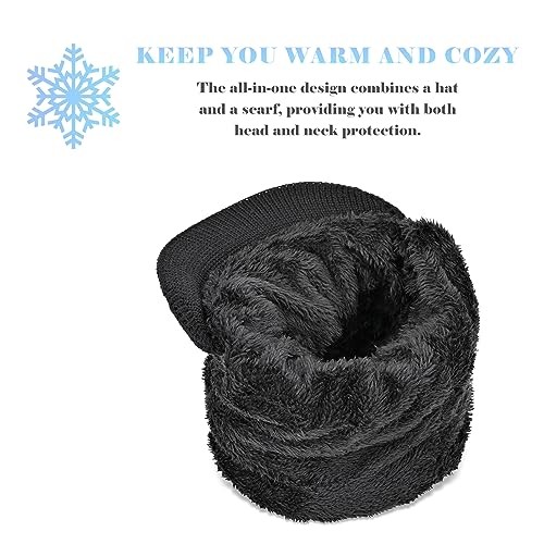 Fleece Lined Beanie Hat, Elastic Soft Ear Protection Knitted One Size Black