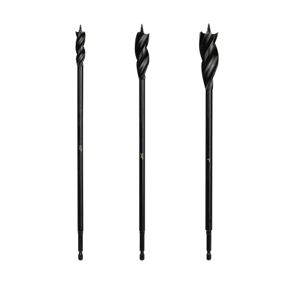 Versatile 3-Piece 12" Auger Bits for Wood - Precision Engineering & Design