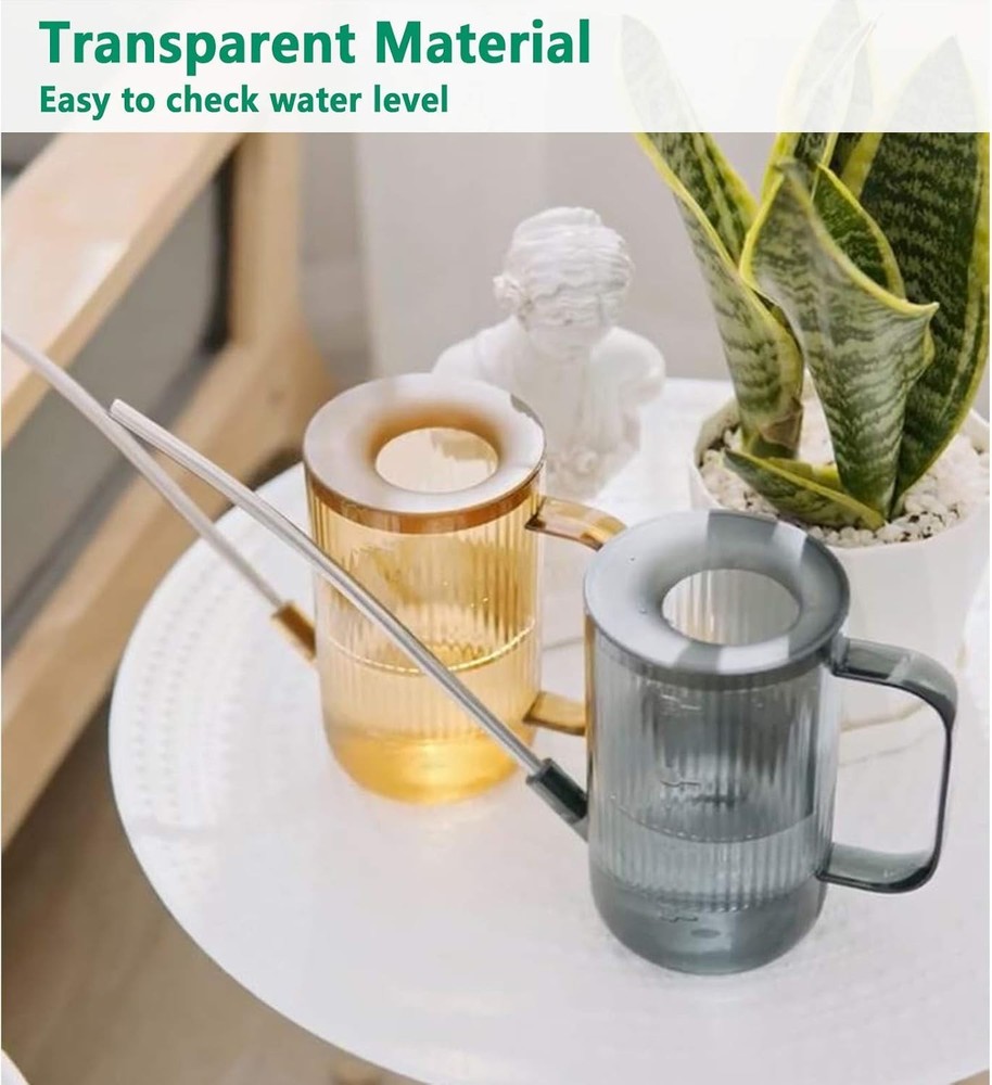 Compact Translucent Watering Can with Long Spout - 34oz, Ideal for Indoor Use