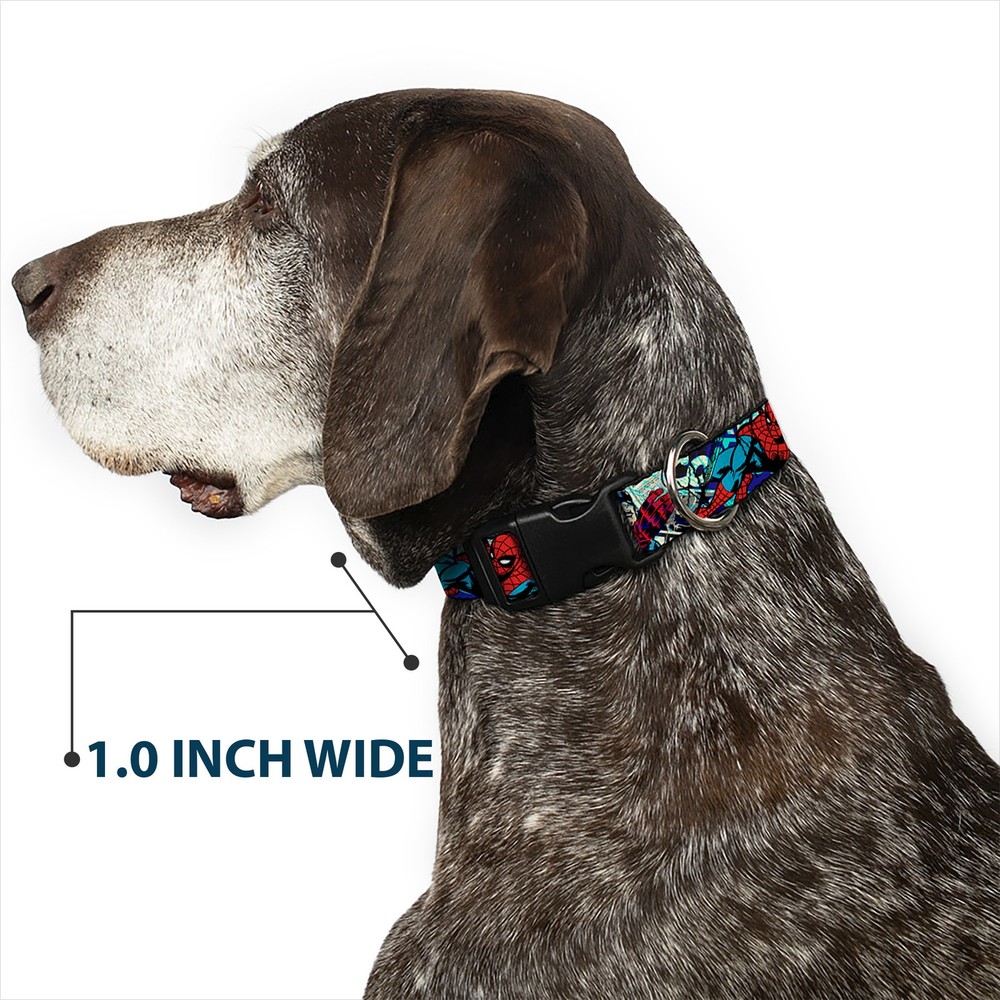 MARVEL COMICS Plastic Clip Collar 4-Superhero Action Poses/Comic Scenes White/Bl