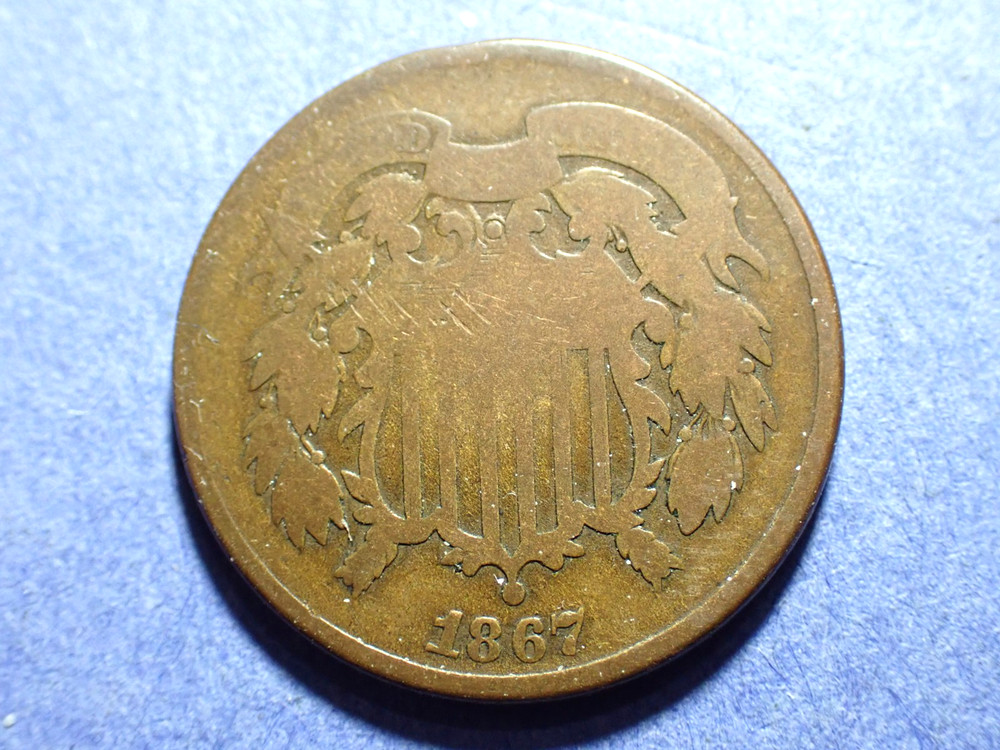 1867 Two Cent piece G-/AG