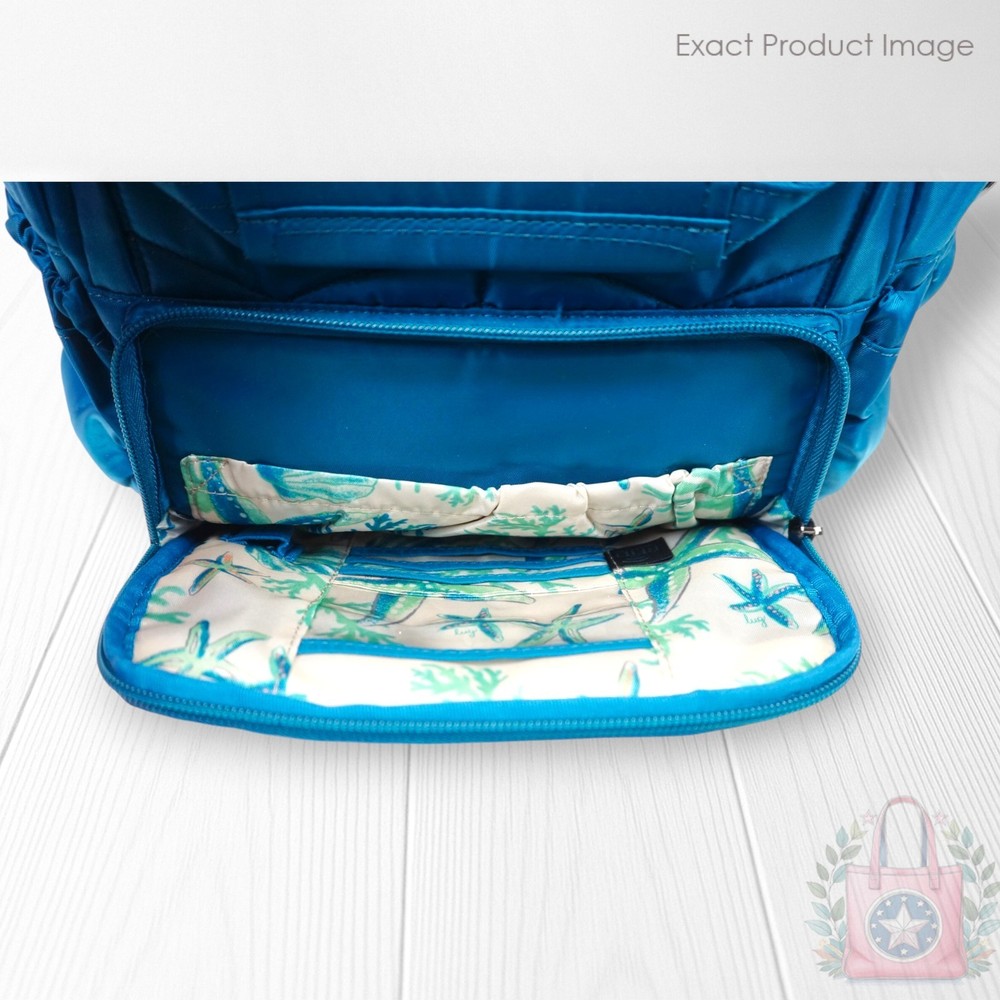 ❤️ Lug Canter 2 Ocean Blue Convertible Backpack Tote Starfish Shells Interior