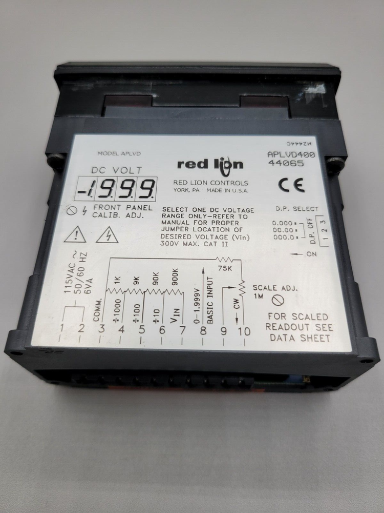 Red Lion Controls APLVD400 Digital DC Voltmeter LED Panel Mount Meter