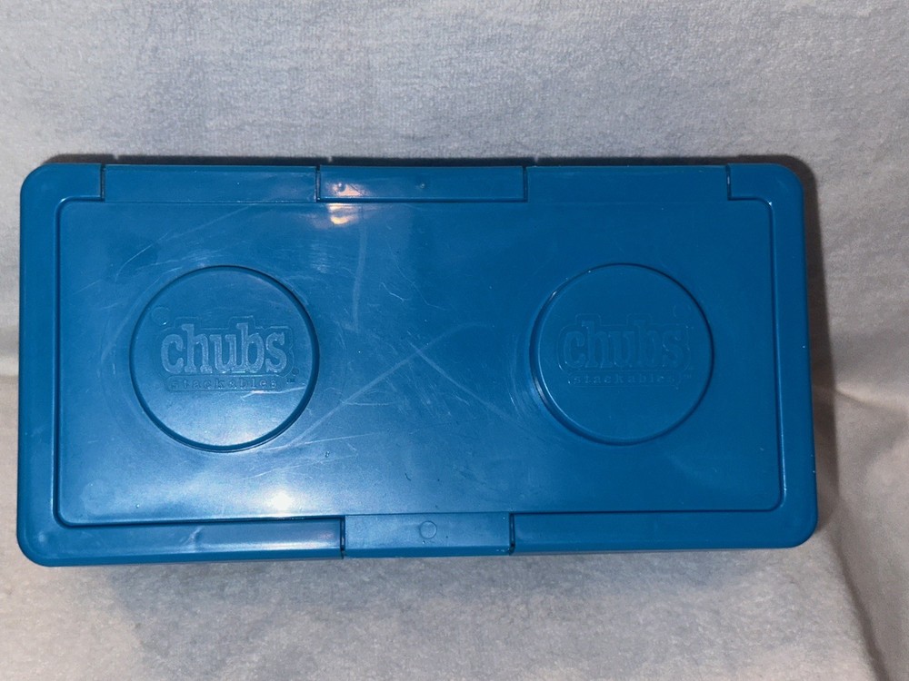 Chubs Stackable Blue Vintage Building Block Storage Container Good Used