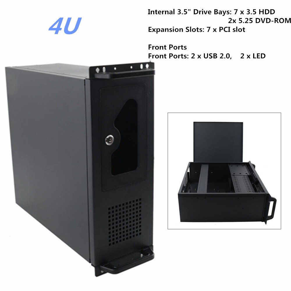 4U Server Case Rack Mount 4U Server Chassis Lockable Computer Cases for Home Lab