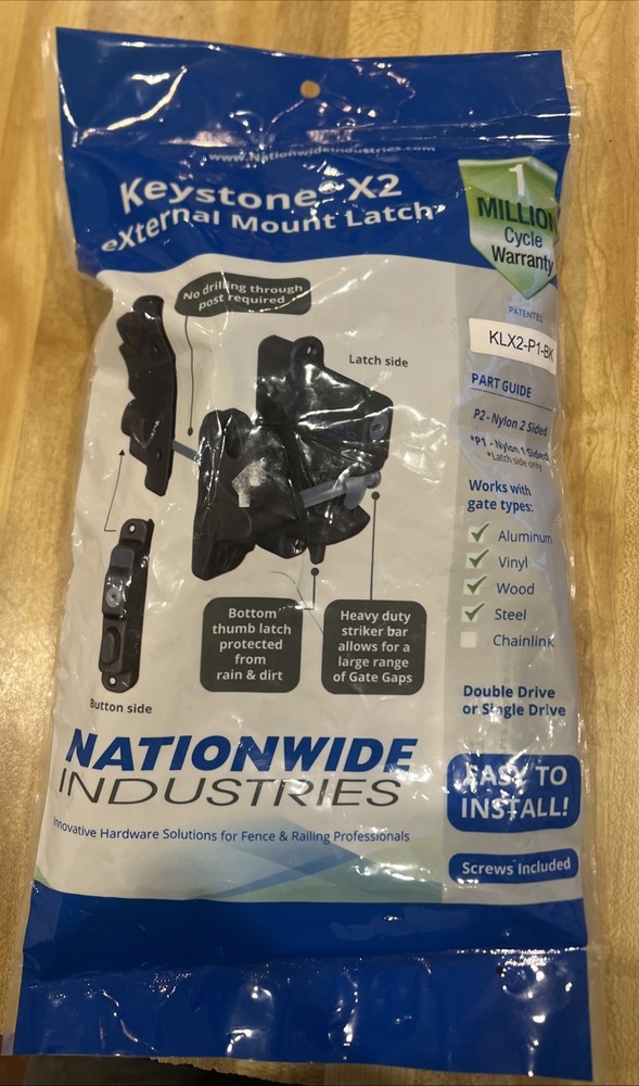 Black Nylon Polymer Keystone X2 External Gate Latch with External Access