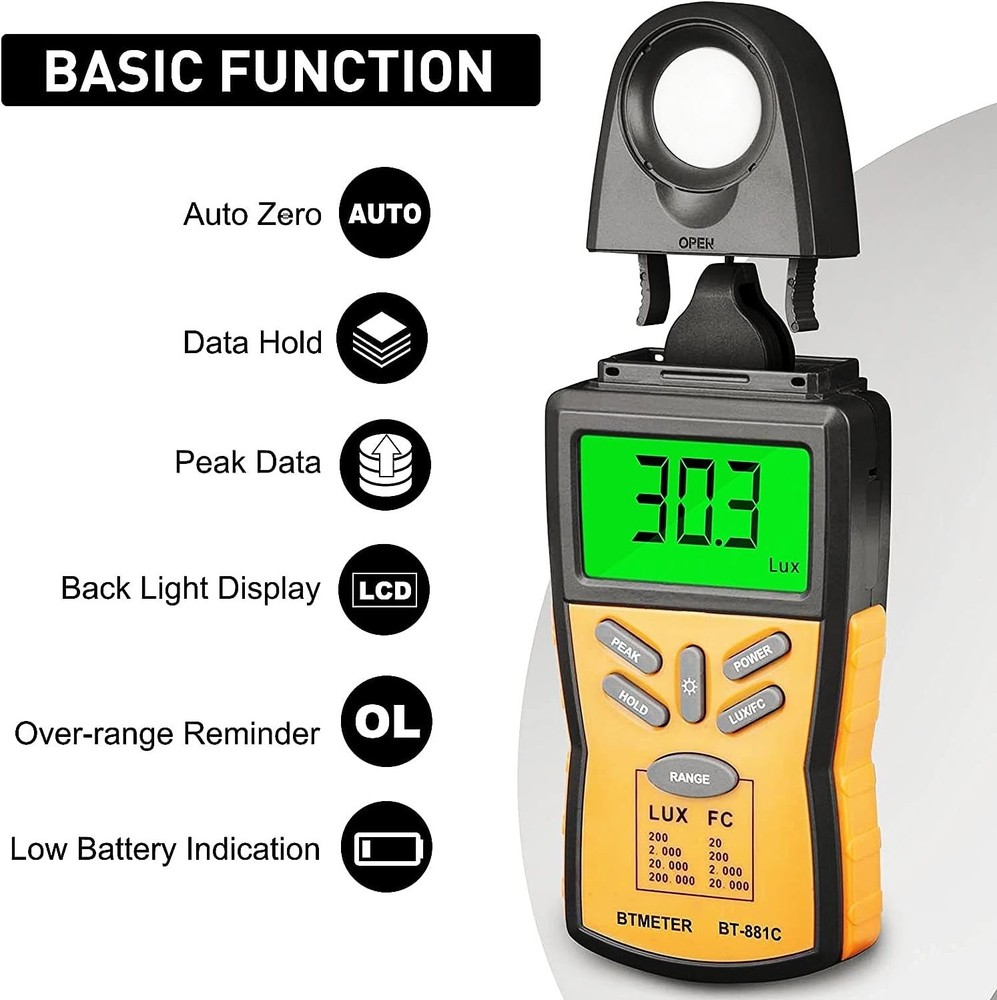 Compact Lumen Meter for Professional Use - Includes Protective Carrying Case